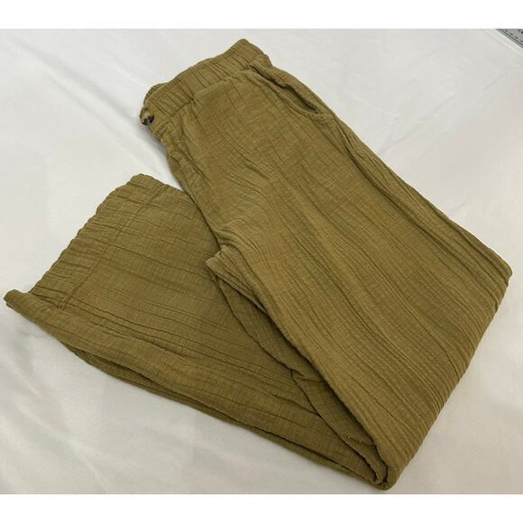 Wonderly Women's 100% Cotton Gauze Ankle Pants Olive Size Small - Picture 2 of 10